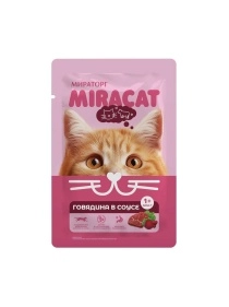 Корм для кошек взрослых кошек всех пород Мираторг Miracat с говядиной, 75 г