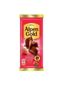 Шоколад молочный «Альпен Гольд» с клубнично-йогуртовой нач. 80г