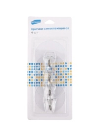 Крючок самоклеящийся на стену, 4 шт, 7 см