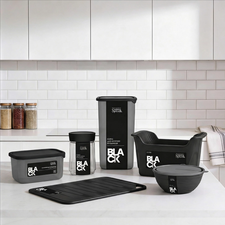 Минималистичная кухонная утварь "Sugar&Spice Black" для ежедневного комфорта
