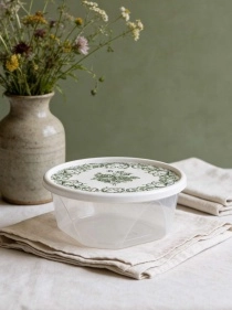 Контейнер для продуктов круглый 1,4л с декором "L'amour" (белый)