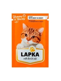 Корм д/кош "Лапка" 85гр с говядиной (пауч)
