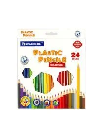Карандаши цветные "BRAUBERG" PREMIUM, 24цв, пластиковые, шестигранные
