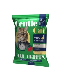 Корм для взрослых кошек и котов «ДжентлКЭТ», утка с клюквой, 350 гр