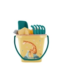 Песочный набор "Lalababy" Play with Me Busy Animals, ведерко, сито, совочек, грабельки, 4 формочки