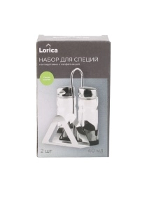 Набор для специй на подставке с салфетницей (стекло, пластик), 40 мл, 2 шт