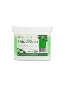 Косметические ватные палочки MEDTOUCH  200 шт. в  ПЭ упак.