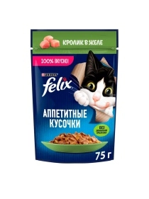Феликс 75г Конс д/к кусочки в желе кролик