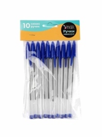 Набор ручек шариковых, 10 шт, цв.синий