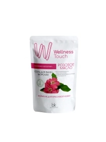 Соль для ванн морская Розовое масло Wellness Touch 460г