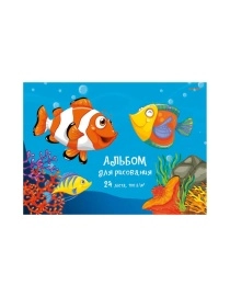 Альбом для рисования А4 24л. скрепка, лен в асс-те ПХ, А24-7324