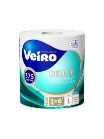 Полотенца бумажные  Veiro DELICATE, БЕЛЫЙ, 2-сл., 75м, 1 рулон
