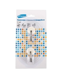 Крючок самоклеящийся, 7,2*7,2 см, 2 шт