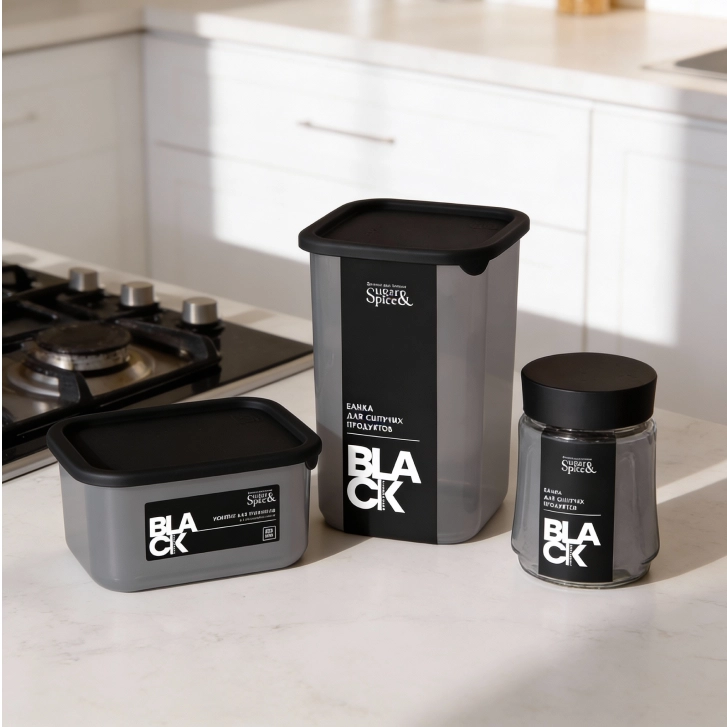Минималистичная кухонная утварь "Sugar&Spice Black" для ежедневного комфорта