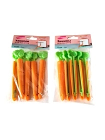 Зажимы для пакетов "Морковка", 5 шт, 11*2,4 см
