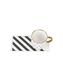 Чайная пара "Black and white": кружка 250 мл, блюдце 21,5*10 см