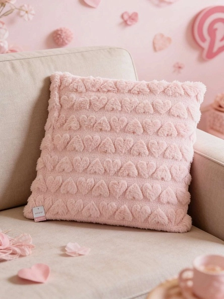 Наволочка декоративная "Candy pink hearts", 45*45 см (PI0572)