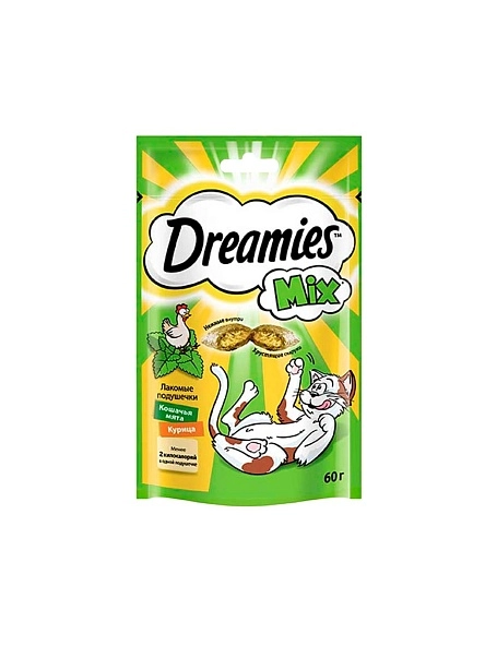 Лакомство Dreamies для взрослых кошек с курицей и кошачьей мятой «MIX» 60г