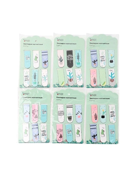Закладки магнитные "Кактус", 6 шт, 2 * 6 см (PD0916)