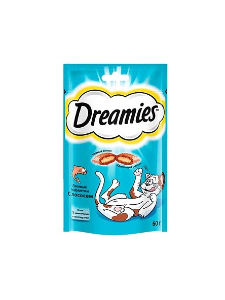 Лакомство Dreamies для взрослых кошек с лососем 60г