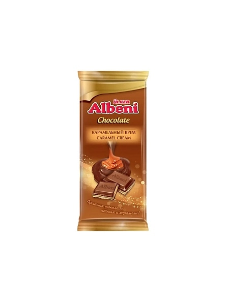 Albeni Молоч. Шок. с печеньем и кремом со вкусом карамели  85г