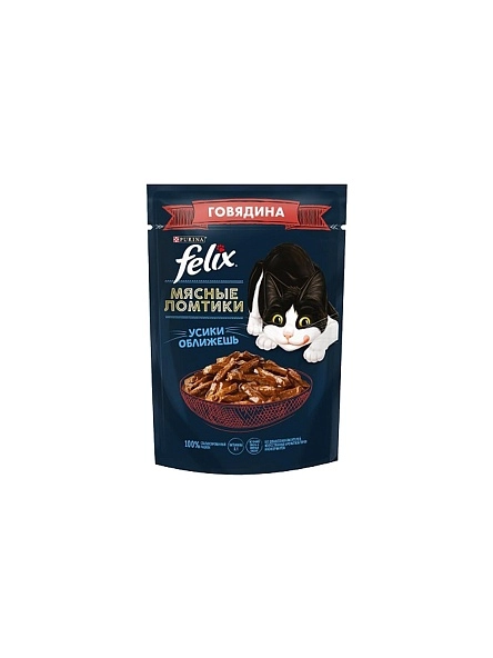 Корм конс. Felix Мясные ломтики для взр. кошек, с говядиной 75 г