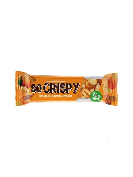 Батончик "So crispy" арахис, миндаль, курага 35г