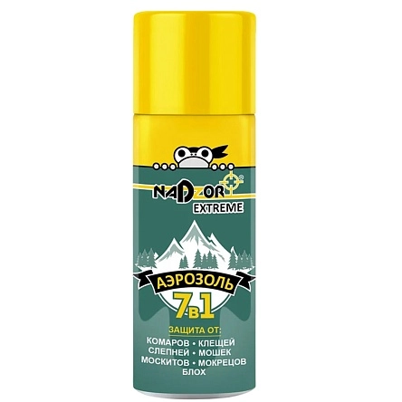 Аэрозоль "Extreme 7в1" (от комаров, клещей, мошки, мокрецов, слепней, москитов, блох), 100 мл, Nadzor