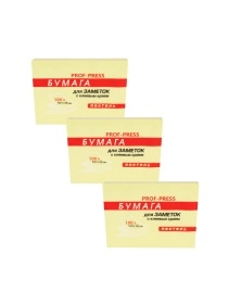 Бумага для заметок "PROF-PRESS" с клеевым краем ЖЕЛТАЯ пастель, 101Х76 мм, 100л