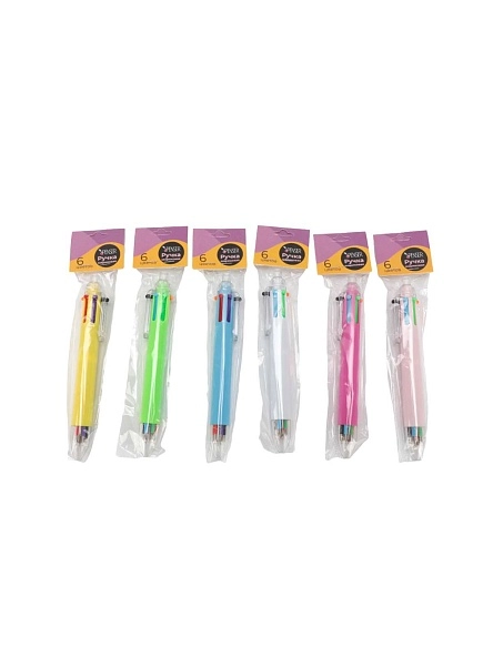 Ручка шариковая автоматическая "Шестицвет" 6цв.чернил