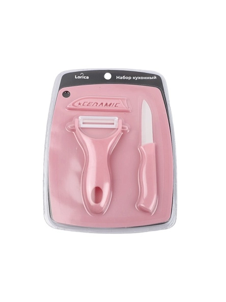 Набор кухонный: нож в чехле 16,5*2 см / овощечистка 8*12,5 см /доска разделочная 15,5*19,5 см (PK227)