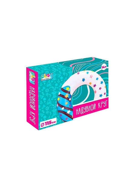 Круг для плавания надувной "Play Market" Пончик, голубой, ПВХ, 115см