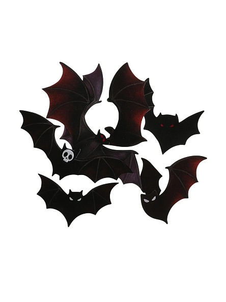 Набор декоративных стикеров "Летучие мыши", 12 шт