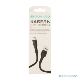 Кабель для зарядки в тканевой оплетке, Type-C, 2,4 А, 3,5*(900-1000) мм (D60T-black)