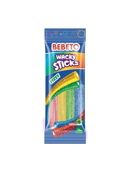 ЖЕВАТЕЛЬНЫЕ КОНФЕТЫ СО ВКУСОМ ТУТТИ-ФРУТИ И ВАНИЛИ «WACKY STICKS FIZZY / ШИПУЧИЕ ПАЛОЧКИ»  75г