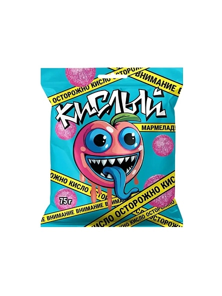 Мармелад со вкусом персика в кислой обсыпке Пак. (75г.)