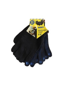 Перчатки х/б 10 кл 4-х нитка с ПВХ "черные" 3 пары