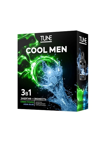 Набор TUNE Cool Men: TUNE® MEN Гель для душа 3 в 1 для тела, лица и волос Питание и увлажнение, 290 мл + TUNE® MEN Шампунь для волос Питание и увлажне