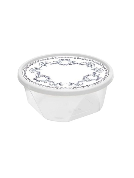 Контейнер для продуктов круглый 1,4л с декором "L'amour" (белый)