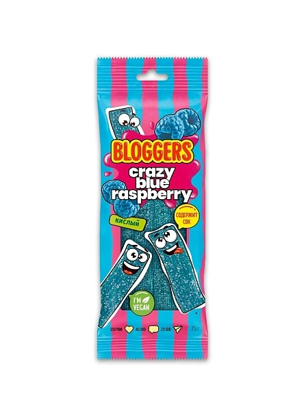 Мармелад BLOGGERS "Крейзи Блу Разберри" (ремешки)  со вкусом малины 75 г
