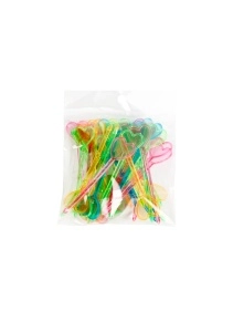 Пики декоративные 35 шт, 80 мм, "Сердечко", цветные 