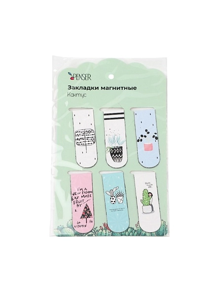 Закладки магнитные "Кактус", 6 шт, 2 * 6 см (PD0916)