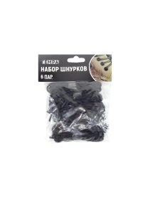 Шнурки для обуви 6 пар, длина 1м, черные 