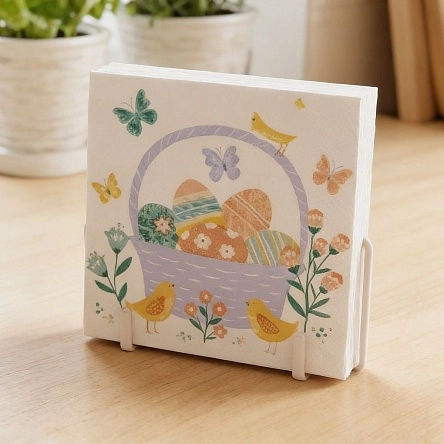 Салфетки бумажные столовые сервировочные  33 формата МИКС 2  Корзина и цыплята/Паттерн