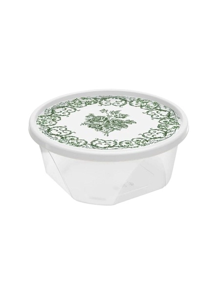 Контейнер для продуктов круглый 1,4л с декором "L'amour" (белый)