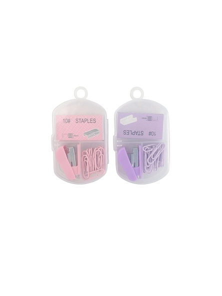 Набор канцелярский "Candy pink": скобы, степлер, скрепки (20шт) (PI0858)