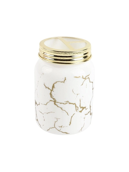 Подставка для зубных щёток с разделителем "Мрамор", 450 мл, опаловое стекло