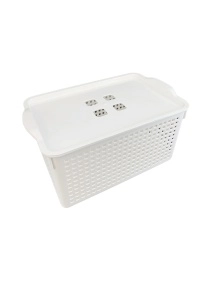 Корзинка "Лофт" 5,3л 295х185х145мм с крышкой (белый)