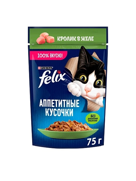 Феликс 75г Конс д/к кусочки в желе кролик