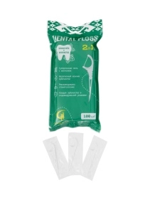 Зубочистка пластиковая с зубной нитью (100 штук)